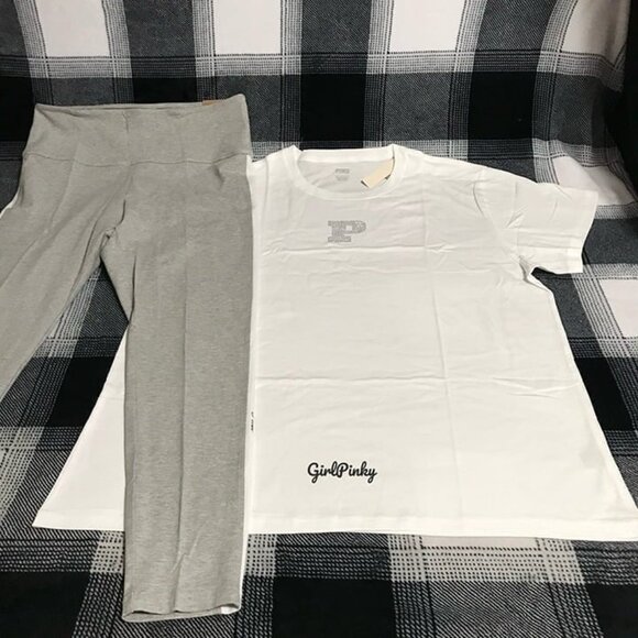 victoria secret PINK leggings OUTFIT WITH CAMPUS BLING TEE SIZE EXTRA LARGE - Picture 3 of 10